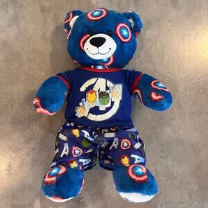 Build A Bear Avengers Marvel Captain America blue red bear outfit plush stuffed